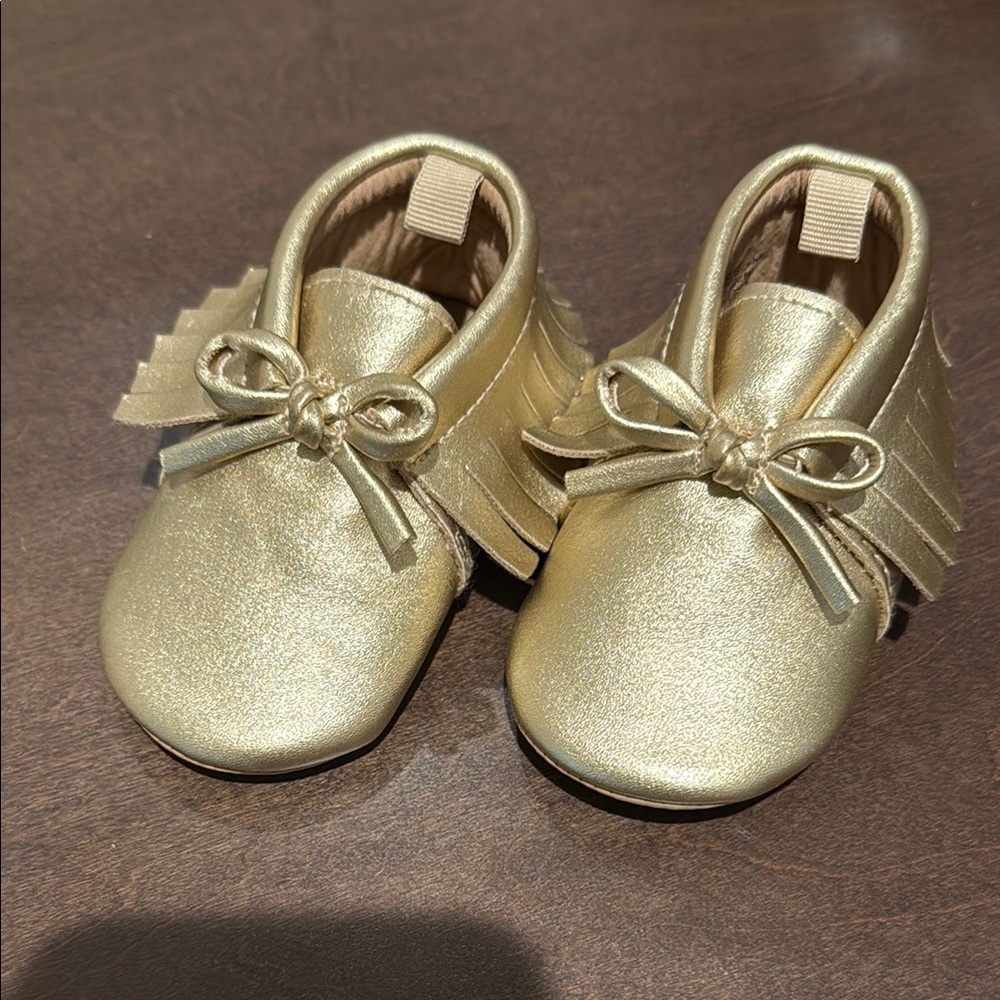 old navy Gold Baby Moccasins